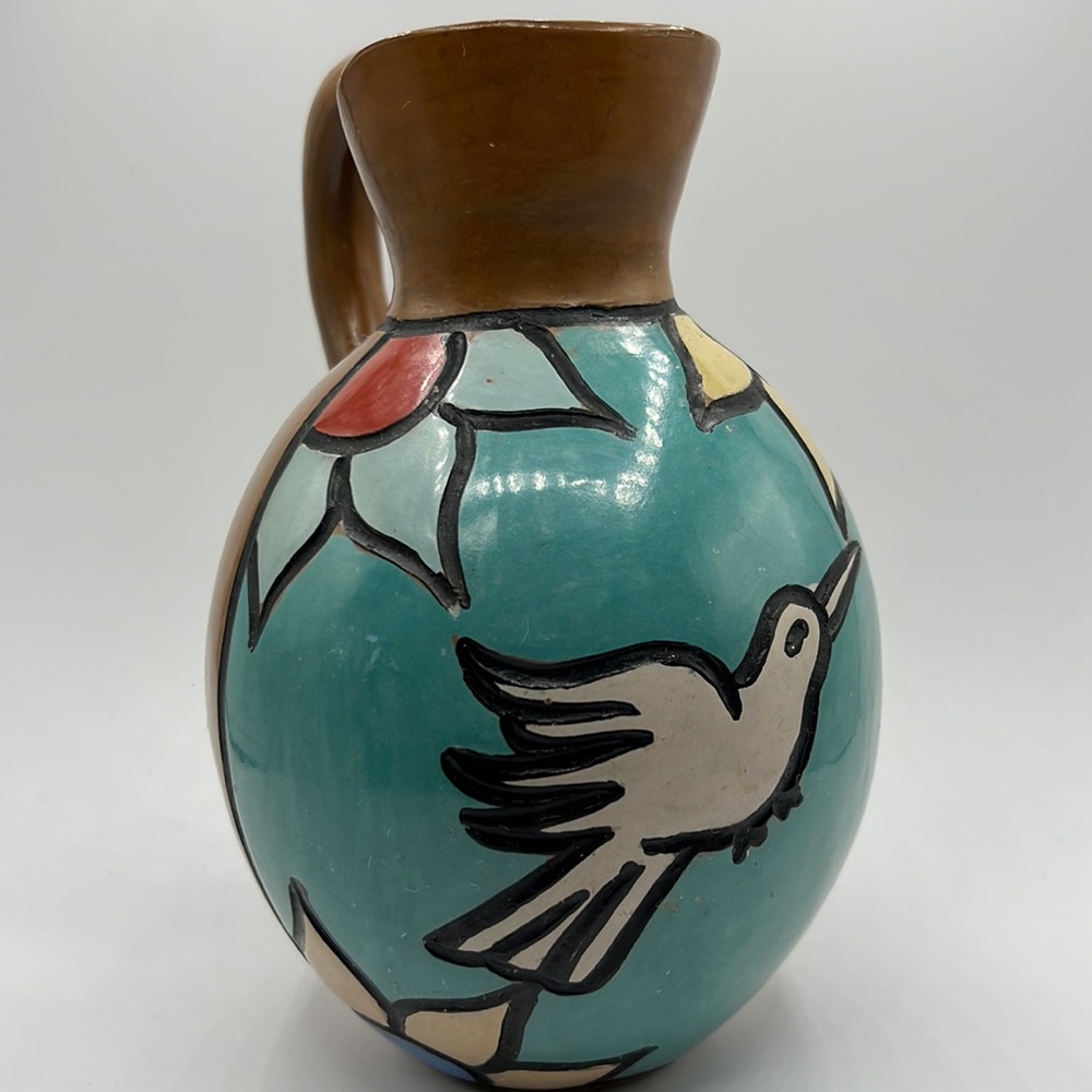 Hand Made Clay Peruvian Pitcher Signed